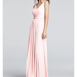Long Sleeveless V-Neck Mesh Dress with Belt F18056
